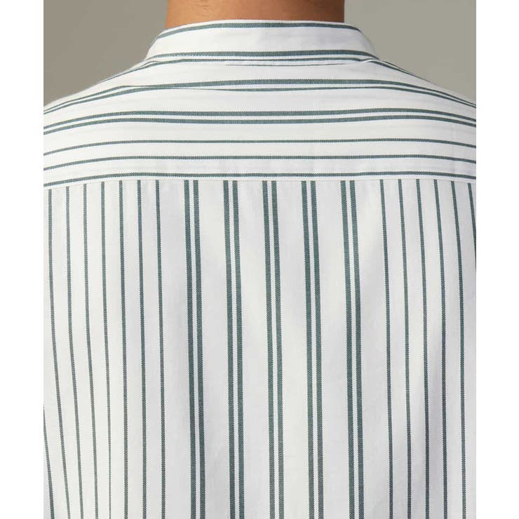 【やわらかい着心地】ランダムストライプ柄ツイルセミワイドシルエットバンドシャツ | a.v.v【MEN】 | 詳細画像30 