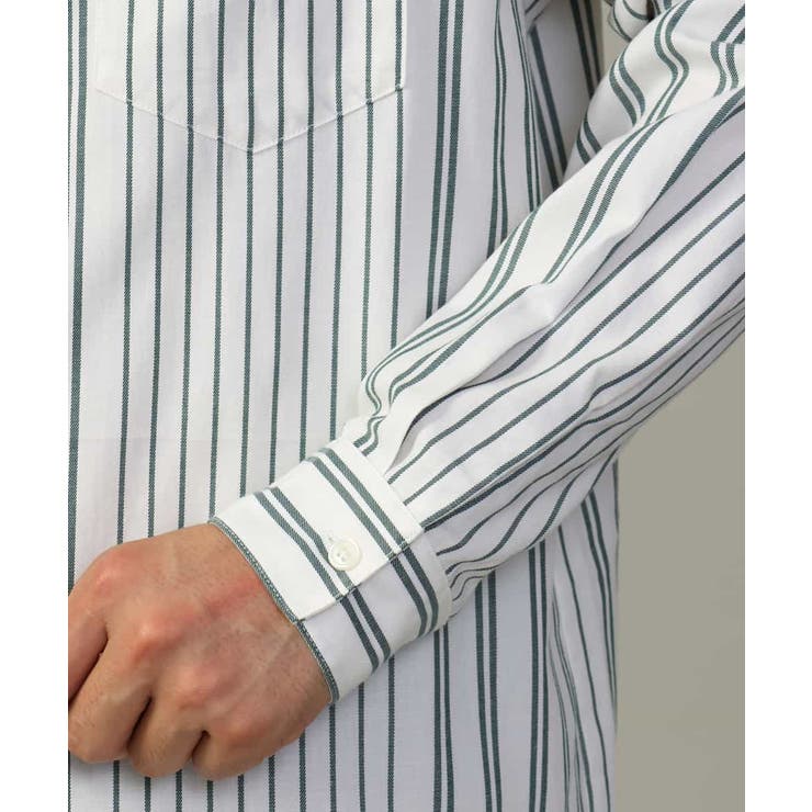 【やわらかい着心地】ランダムストライプ柄ツイルセミワイドシルエットバンドシャツ | a.v.v【MEN】 | 詳細画像32 
