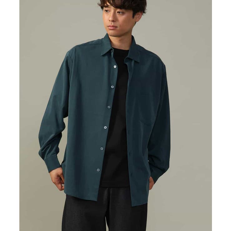 グリーン | 【イージーケア/毛玉になりづらい】ワイドシルエットシャツ | a.v.v【MEN】