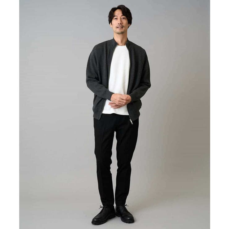 【洗濯機で洗える】ダブルフェイスニットスタンドジップカーディガン | a.v.v【MEN】 | 詳細画像2 