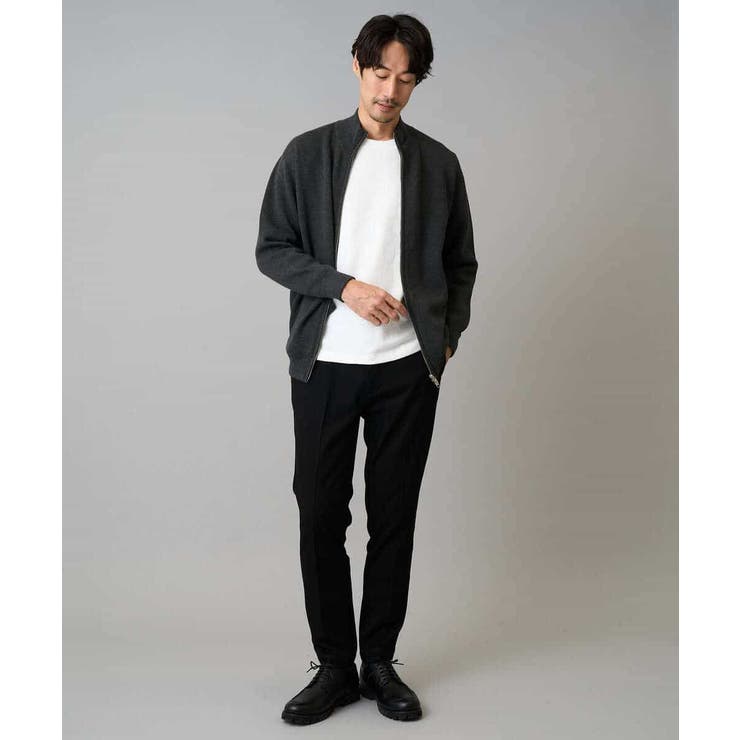 【洗濯機で洗える】ダブルフェイスニットスタンドジップカーディガン | a.v.v【MEN】 | 詳細画像3 