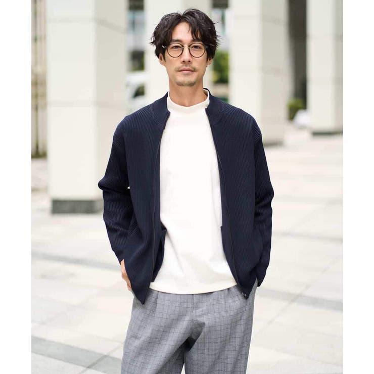 【洗濯機で洗える】ポリエステルリブニットジップアップカーディガン | a.v.v【MEN】 | 詳細画像16 