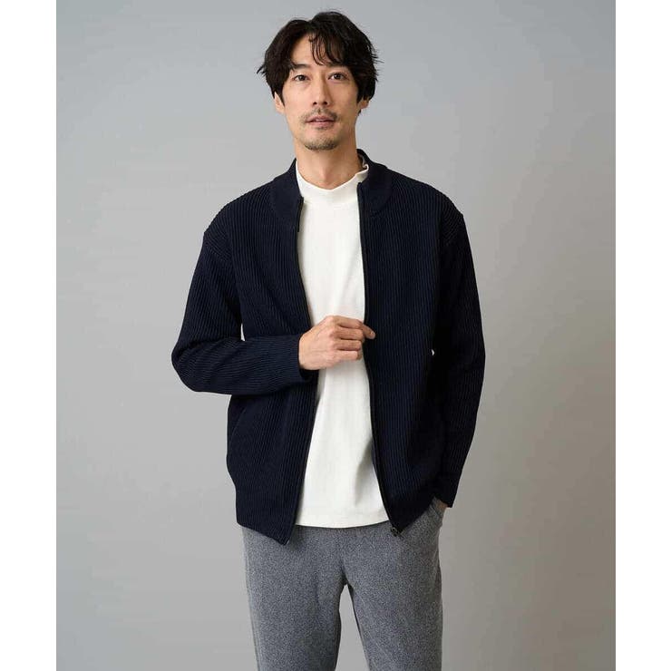 【洗濯機で洗える】ポリエステルリブニットジップアップカーディガン | a.v.v【MEN】 | 詳細画像19 