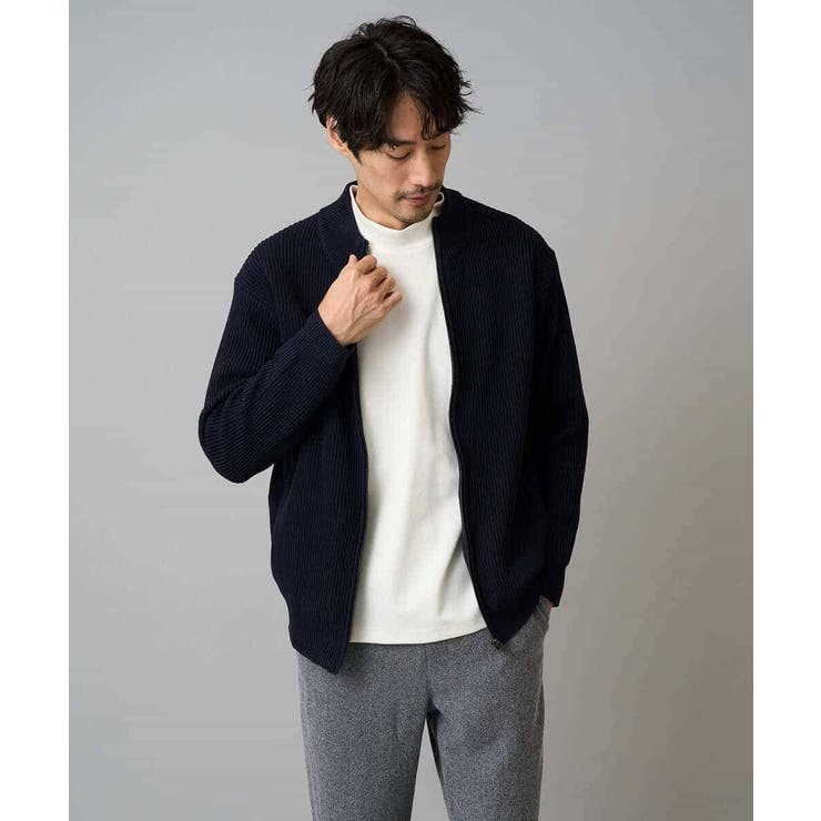 【洗濯機で洗える】ポリエステルリブニットジップアップカーディガン | a.v.v【MEN】 | 詳細画像21 