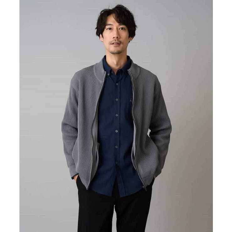 【洗濯機で洗える】ポリエステルリブニットジップアップカーディガン | a.v.v【MEN】 | 詳細画像22 