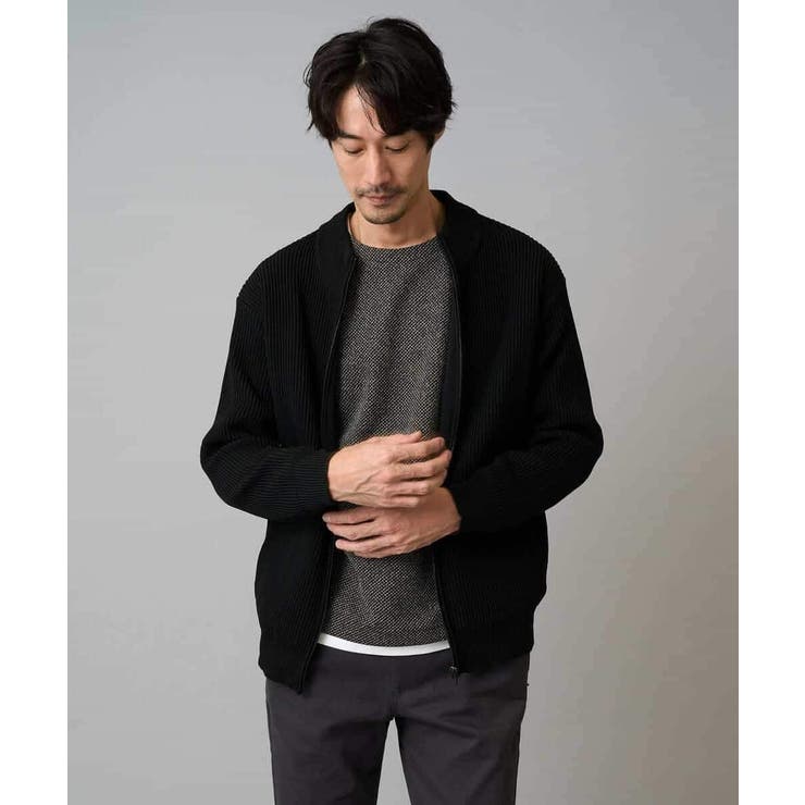【洗濯機で洗える】ポリエステルリブニットジップアップカーディガン | a.v.v【MEN】 | 詳細画像26 