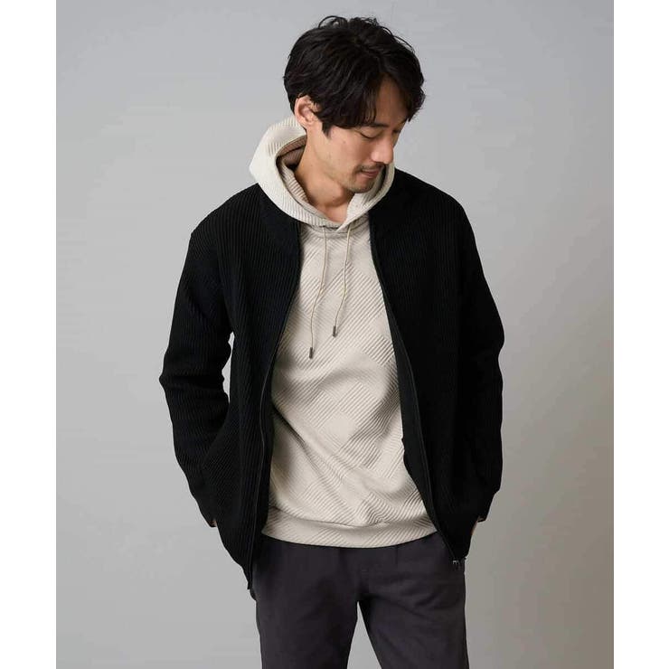 【洗濯機で洗える】ポリエステルリブニットジップアップカーディガン | a.v.v【MEN】 | 詳細画像29 