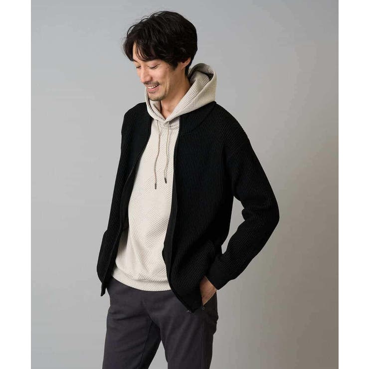 【洗濯機で洗える】ポリエステルリブニットジップアップカーディガン | a.v.v【MEN】 | 詳細画像30 