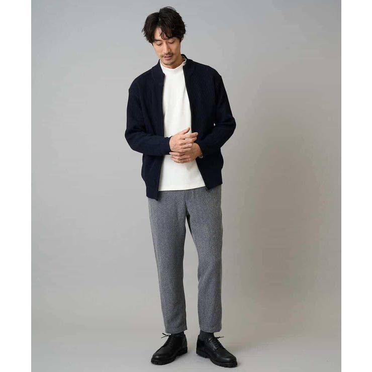 【洗濯機で洗える】ポリエステルリブニットジップアップカーディガン | a.v.v【MEN】 | 詳細画像4 