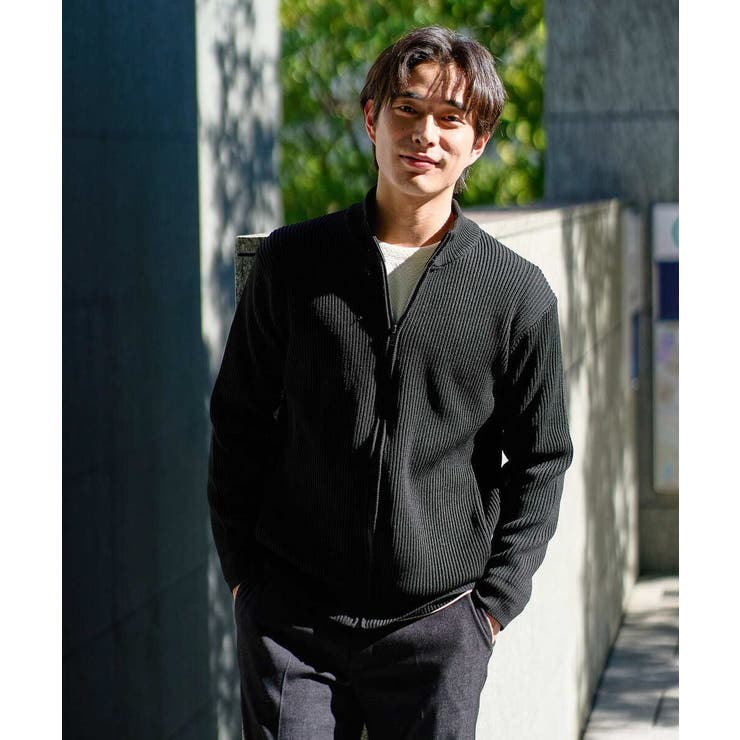 【洗濯機で洗える】ポリエステルリブニットジップアップカーディガン | a.v.v【MEN】 | 詳細画像42 