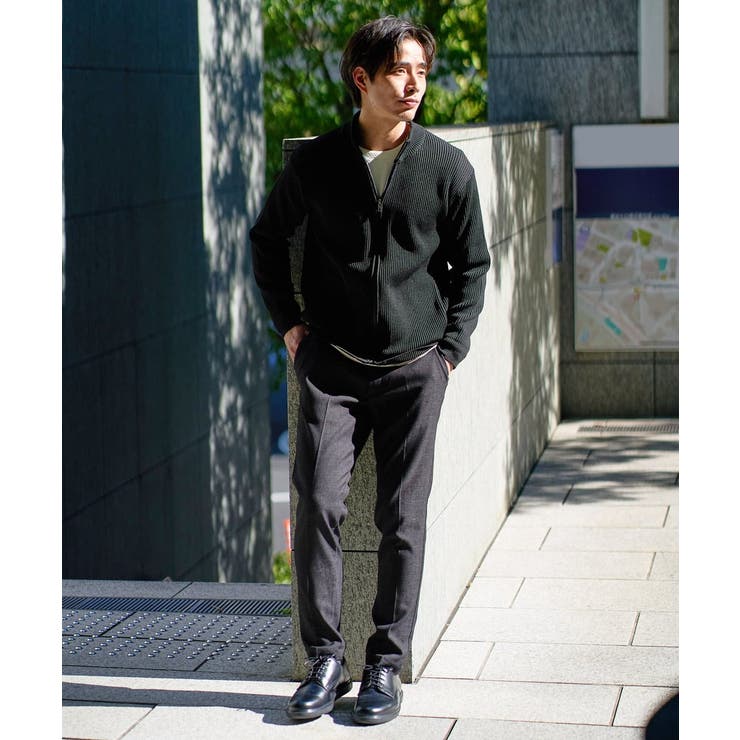 【洗濯機で洗える】ポリエステルリブニットジップアップカーディガン | a.v.v【MEN】 | 詳細画像43 