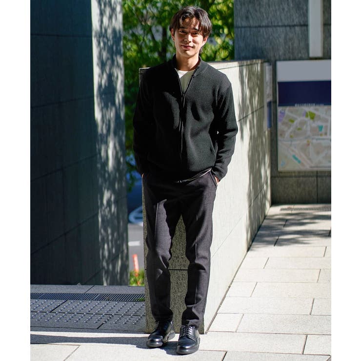 【洗濯機で洗える】ポリエステルリブニットジップアップカーディガン | a.v.v【MEN】 | 詳細画像45 