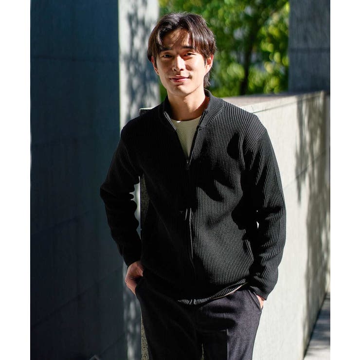 【洗濯機で洗える】ポリエステルリブニットジップアップカーディガン | a.v.v【MEN】 | 詳細画像46 