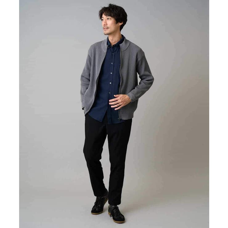 【洗濯機で洗える】ポリエステルリブニットジップアップカーディガン | a.v.v【MEN】 | 詳細画像7 