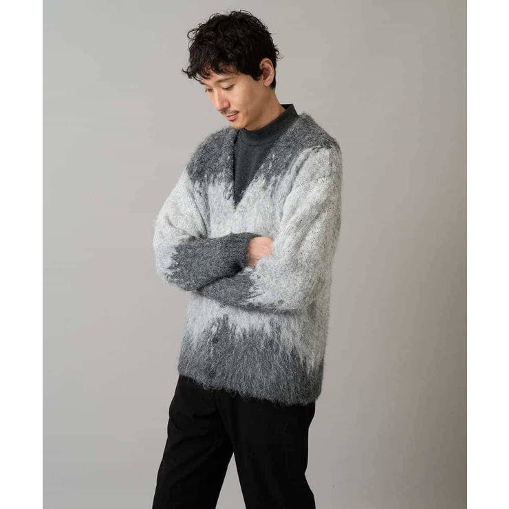 ダークグレー系 | ボカシ柄起毛シャギーワイドカーディガン | a.v.v【MEN】