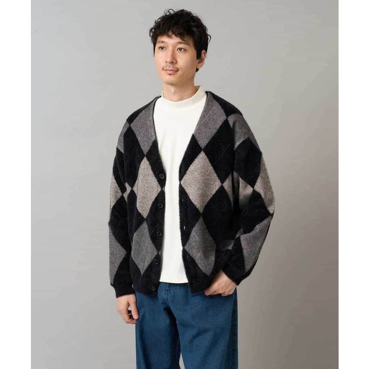 【洗濯で洗える】シャギーアーガイルワイドシルエットカーディガン | a.v.v【MEN】 | 詳細画像10 