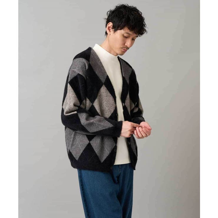 【洗濯で洗える】シャギーアーガイルワイドシルエットカーディガン | a.v.v【MEN】 | 詳細画像11 