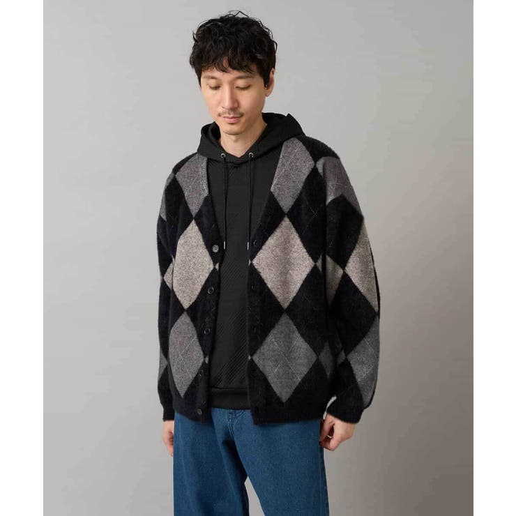 【洗濯で洗える】シャギーアーガイルワイドシルエットカーディガン | a.v.v【MEN】 | 詳細画像12 