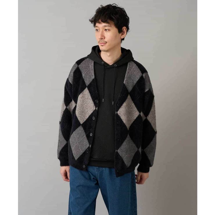 【洗濯で洗える】シャギーアーガイルワイドシルエットカーディガン | a.v.v【MEN】 | 詳細画像13 