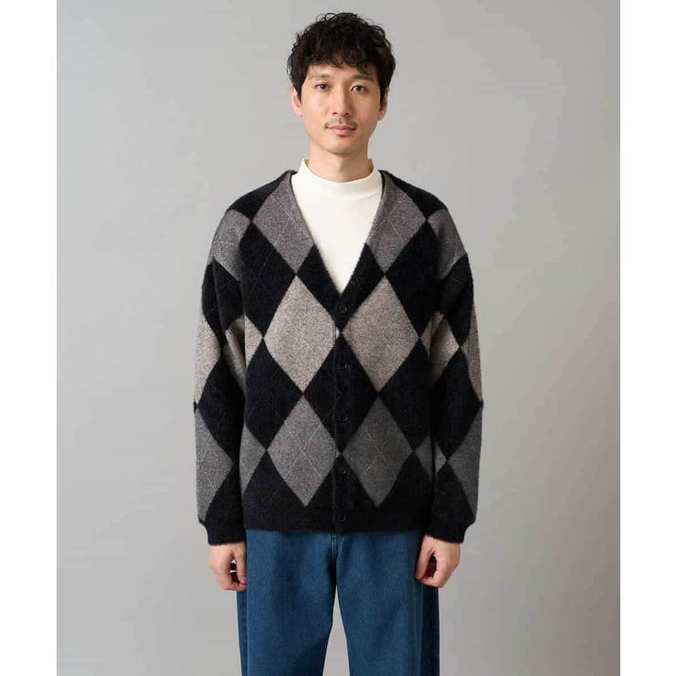 【洗濯で洗える】シャギーアーガイルワイドシルエットカーディガン | a.v.v【MEN】 | 詳細画像16 