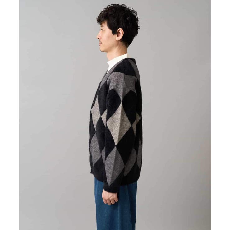 【洗濯で洗える】シャギーアーガイルワイドシルエットカーディガン | a.v.v【MEN】 | 詳細画像17 