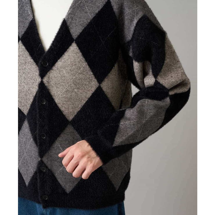 【洗濯で洗える】シャギーアーガイルワイドシルエットカーディガン | a.v.v【MEN】 | 詳細画像20 