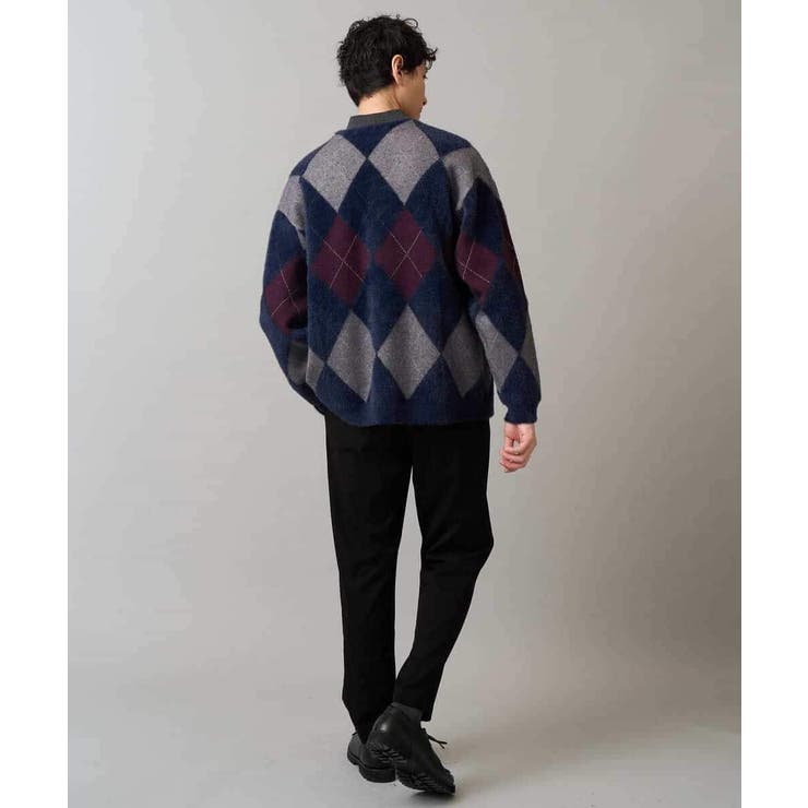 【洗濯で洗える】シャギーアーガイルワイドシルエットカーディガン | a.v.v【MEN】 | 詳細画像4 