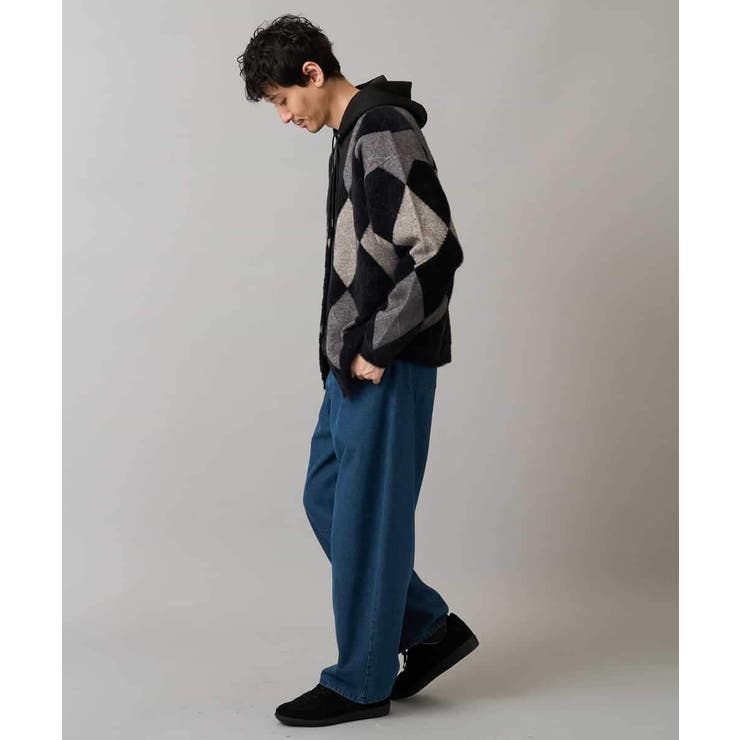 【洗濯で洗える】シャギーアーガイルワイドシルエットカーディガン | a.v.v【MEN】 | 詳細画像7 