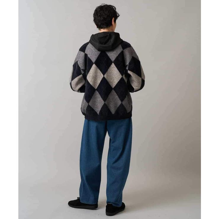 【洗濯で洗える】シャギーアーガイルワイドシルエットカーディガン | a.v.v【MEN】 | 詳細画像8 