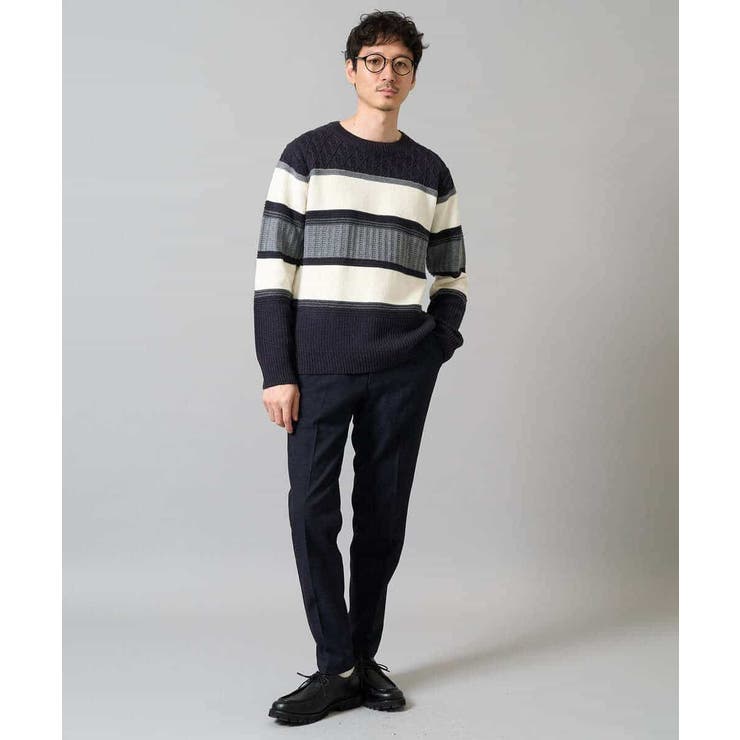【洗濯機で洗える】モールボーダークルーネックニット | a.v.v【MEN】 | 詳細画像10