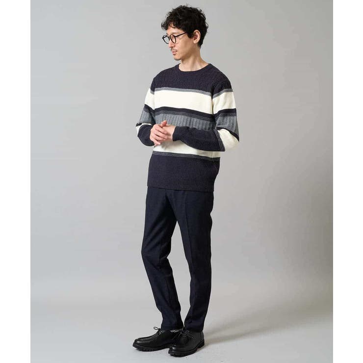 【洗濯機で洗える】モールボーダークルーネックニット | a.v.v【MEN】 | 詳細画像12