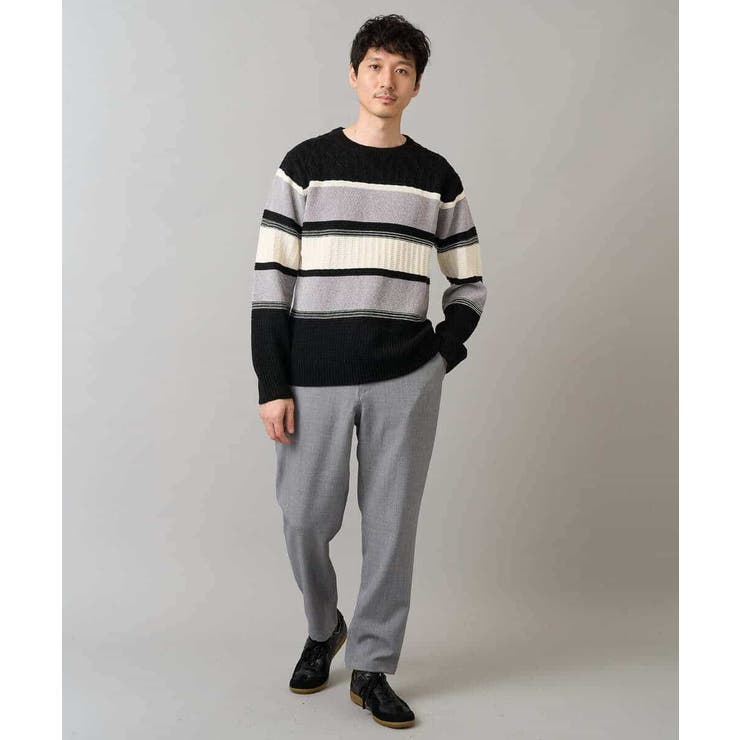 【洗濯機で洗える】モールボーダークルーネックニット | a.v.v【MEN】 | 詳細画像17