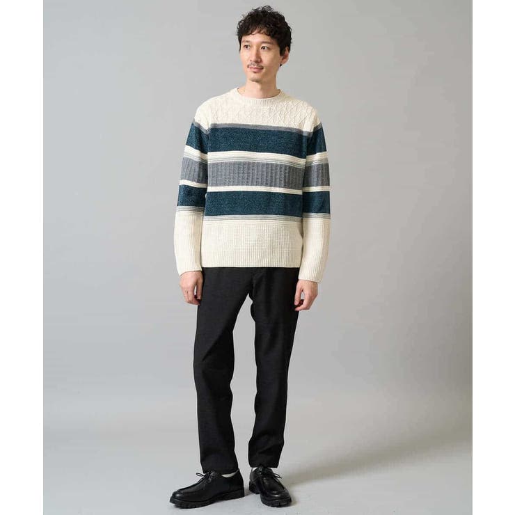 【洗濯機で洗える】モールボーダークルーネックニット | a.v.v【MEN】 | 詳細画像2