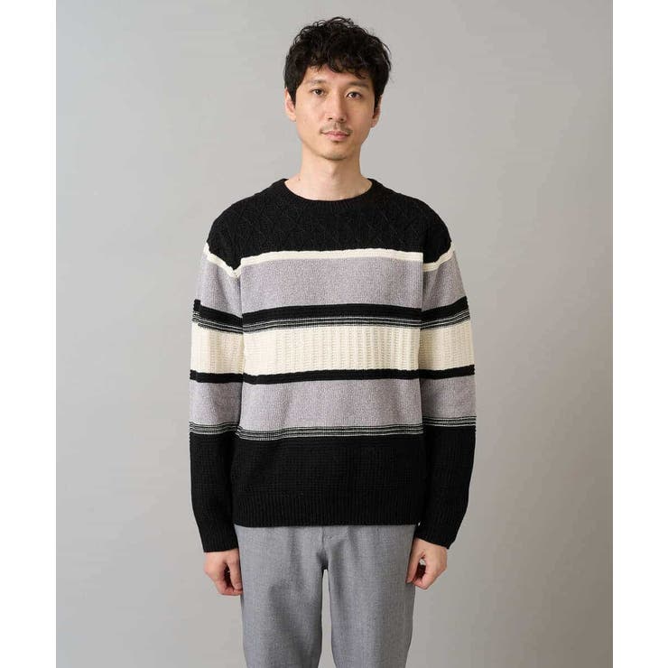 【洗濯機で洗える】モールボーダークルーネックニット | a.v.v【MEN】 | 詳細画像34