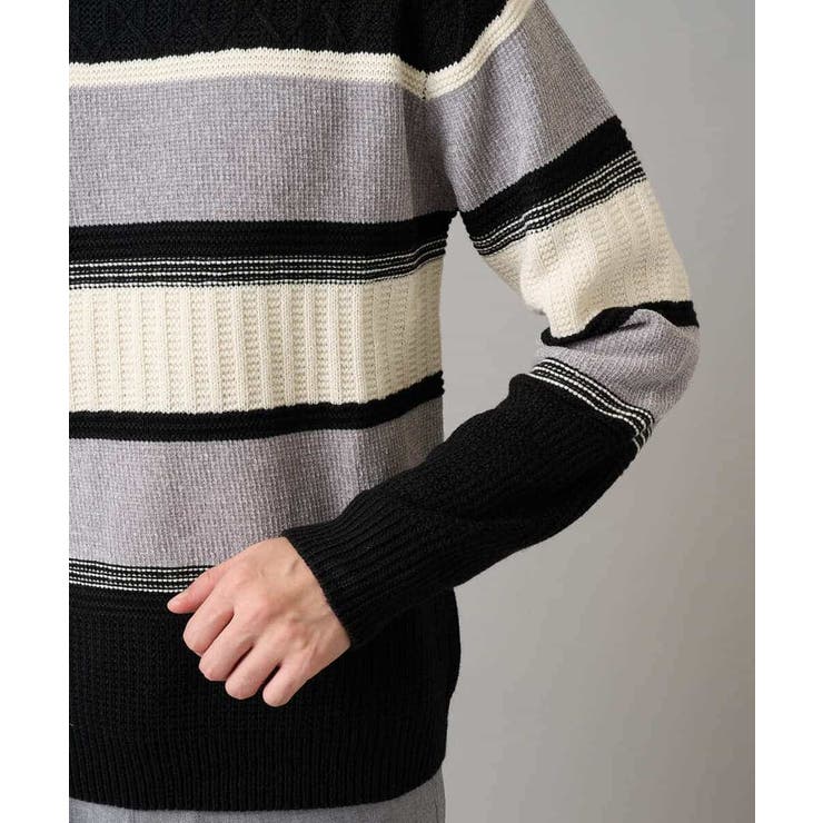 【洗濯機で洗える】モールボーダークルーネックニット | a.v.v【MEN】 | 詳細画像38