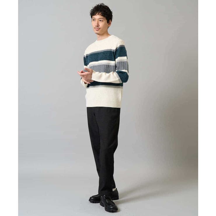 【洗濯機で洗える】モールボーダークルーネックニット | a.v.v【MEN】 | 詳細画像4