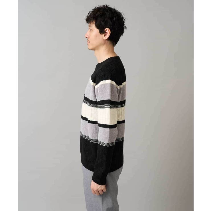 【洗濯機で洗える】モールランダムボーダークルーネックニット | a.v.v【MEN】 | 詳細画像46 