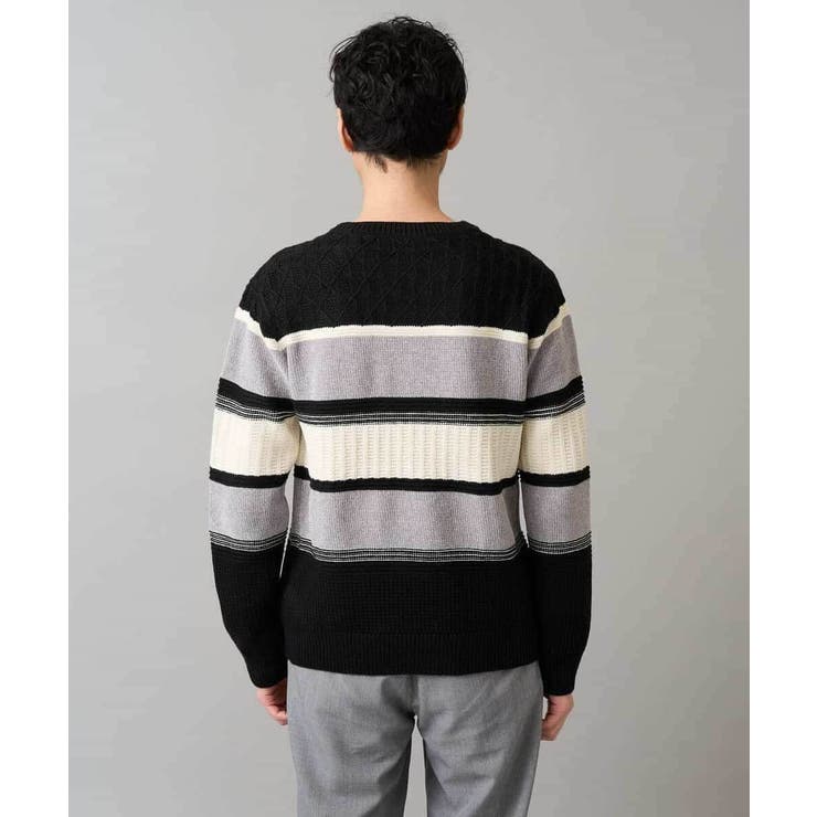 【洗濯機で洗える】モールランダムボーダークルーネックニット | a.v.v【MEN】 | 詳細画像47 