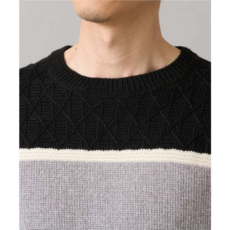 【洗濯機で洗える】モールランダムボーダークルーネックニット | a.v.v【MEN】 | 詳細画像48 