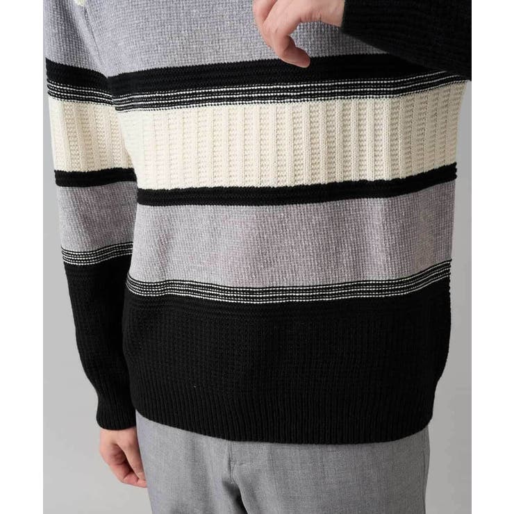 【洗濯機で洗える】モールランダムボーダークルーネックニット | a.v.v【MEN】 | 詳細画像50 