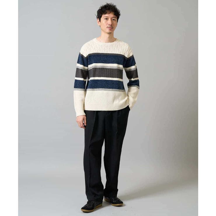 【洗濯機で洗える】モールボーダークルーネックニット | a.v.v【MEN】 | 詳細画像7