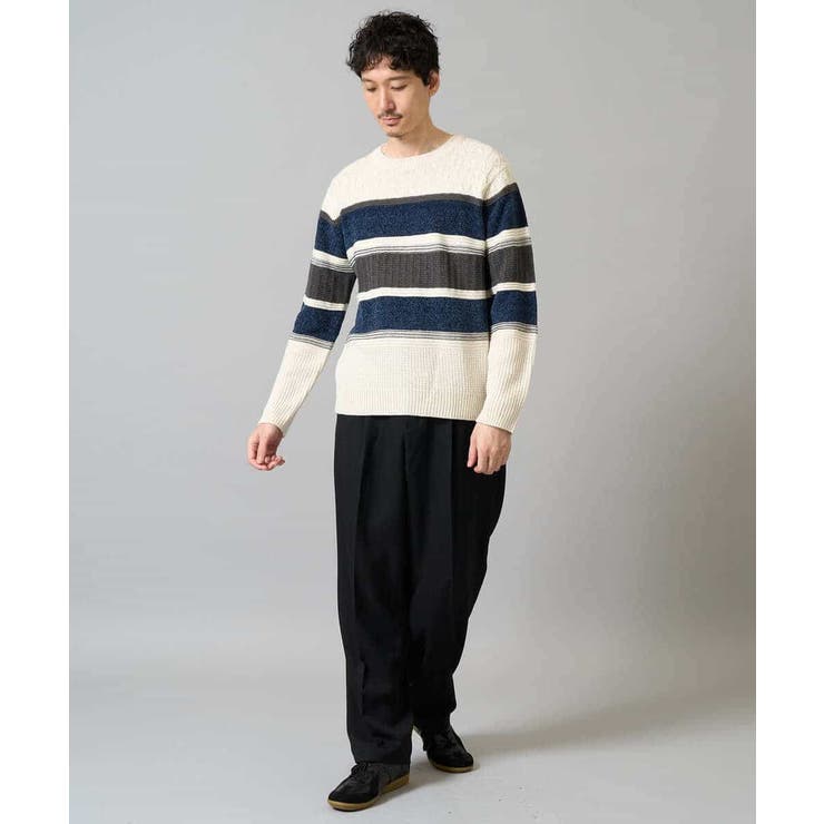 【洗濯機で洗える】モールボーダークルーネックニット | a.v.v【MEN】 | 詳細画像9