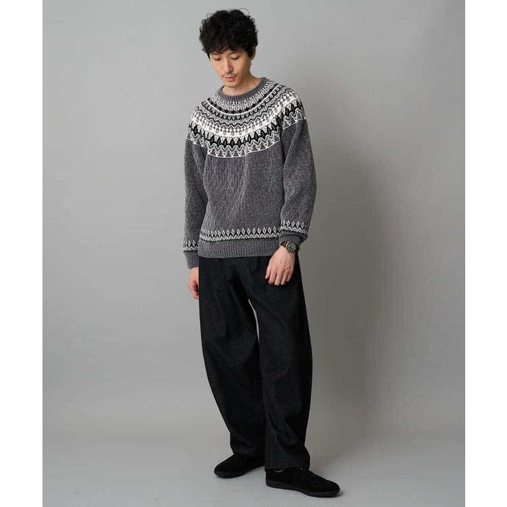 【洗える】モール求心柄クルーネックニット | a.v.v【MEN】 | 詳細画像11 