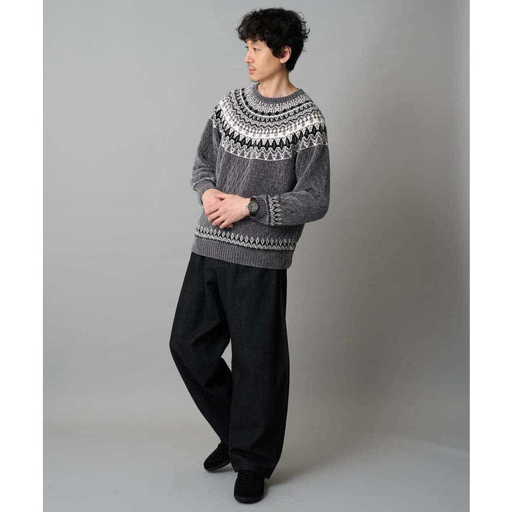 【洗える】モール求心柄クルーネックニット | a.v.v【MEN】 | 詳細画像12 