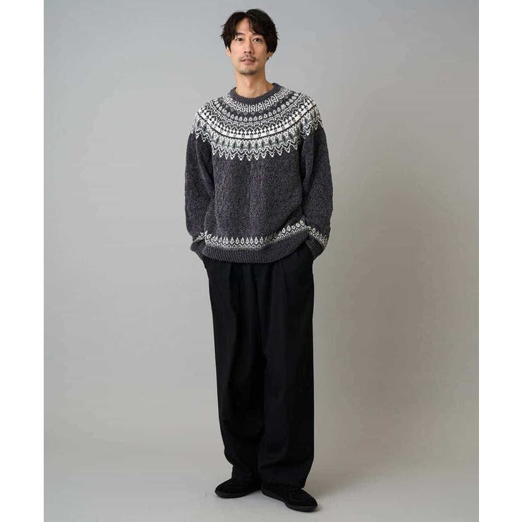 【洗える】モール求心柄クルーネックニット | a.v.v【MEN】 | 詳細画像13 