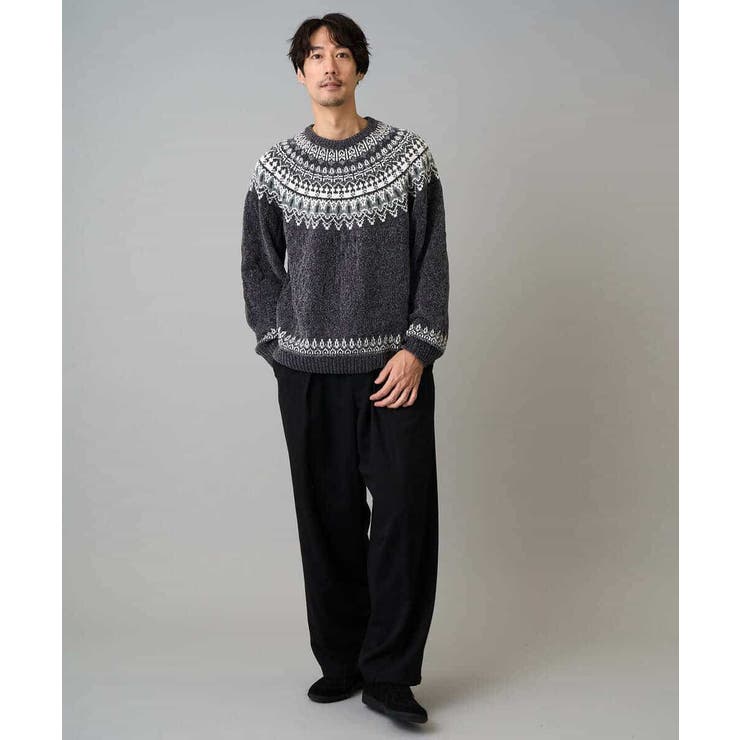 【洗える】モール求心柄クルーネックニット | a.v.v【MEN】 | 詳細画像14 