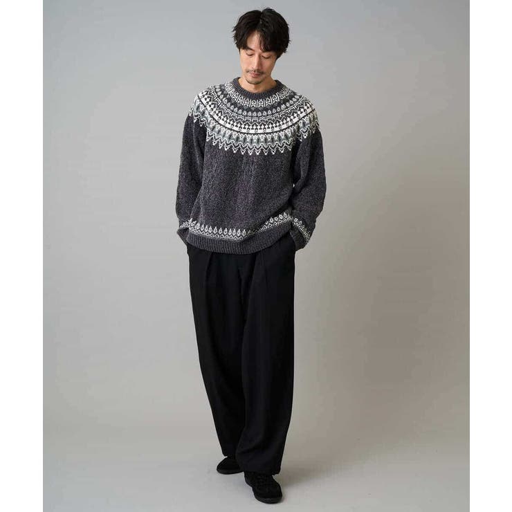 【洗える】モール求心柄クルーネックニット | a.v.v【MEN】 | 詳細画像15 