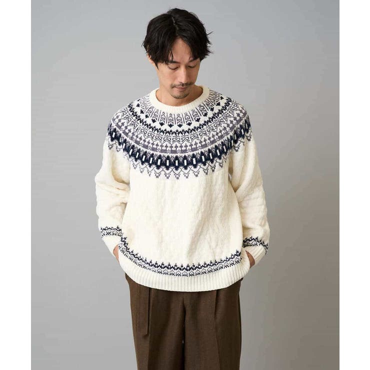 【洗える】モール求心柄クルーネックニット | a.v.v【MEN】 | 詳細画像19 