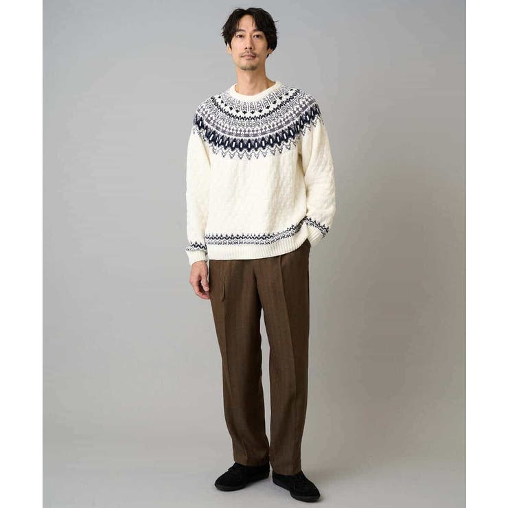 【洗える】モール求心柄クルーネックニット | a.v.v【MEN】 | 詳細画像2 