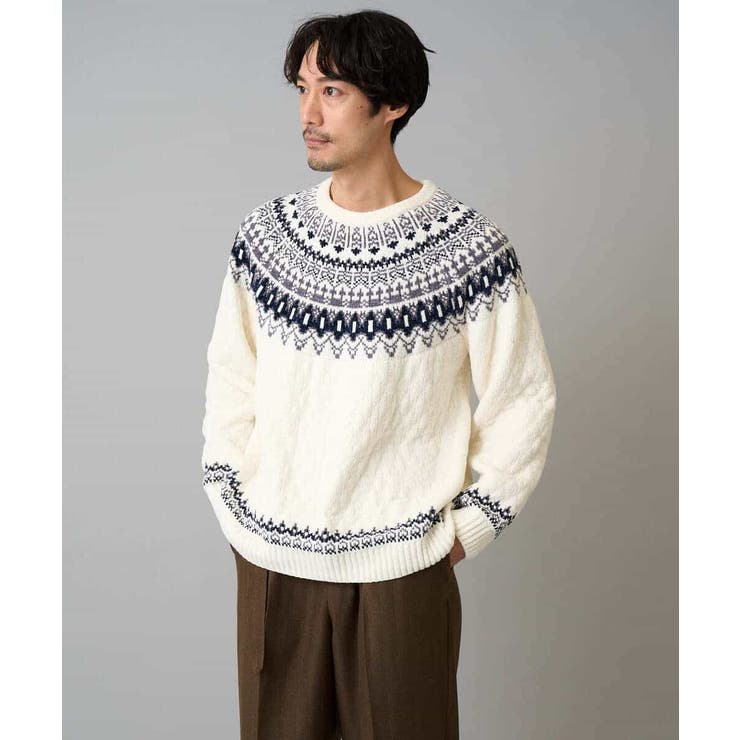 【洗える】モール求心柄クルーネックニット | a.v.v【MEN】 | 詳細画像20 